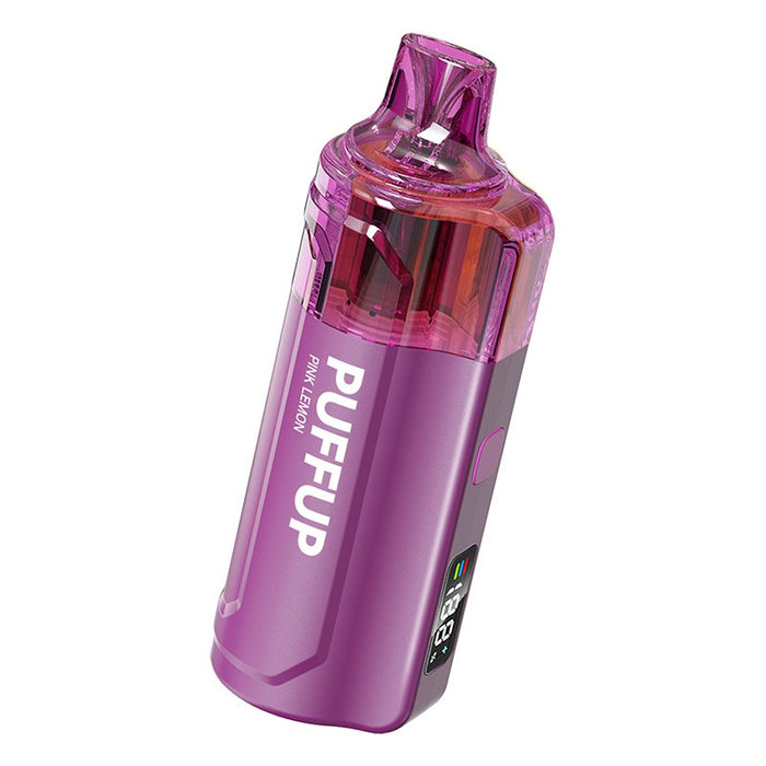 Puffup 25K disposable vape side screen showing battery life and selected output mode – best beginner disposable vape
