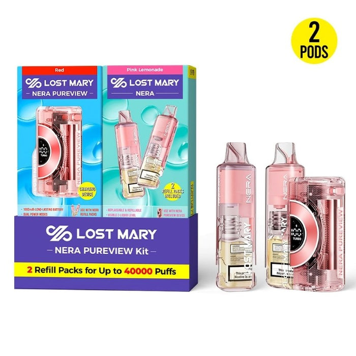 Lost Mary Nera Pureview 40K disposable kit with 5% nicotine strength for smooth throat hits.