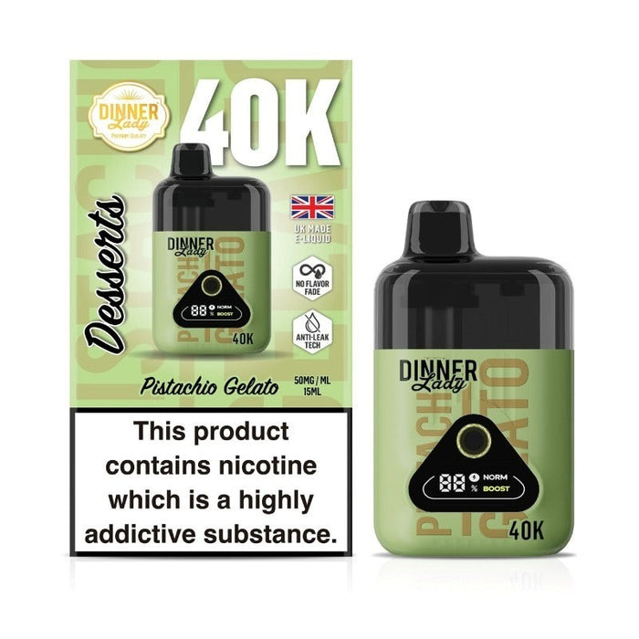 Dessert-inspired disposable vape in flavors like Jam On Toast, Lemon Tart, and Pistachio Gelato