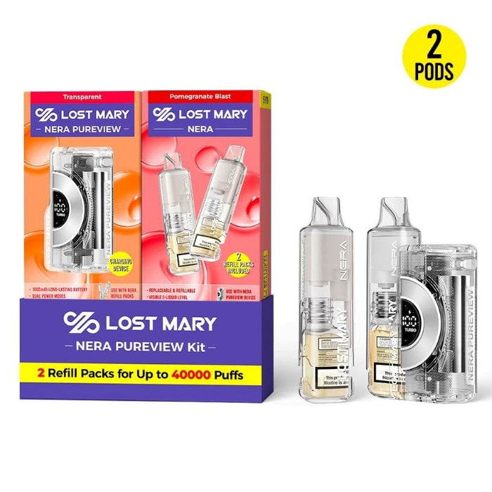 Shop Lost Mary Pureview 40K disposable vape with 40,000 puff capacity and refillable pods at MistVapor.