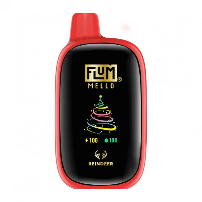 Flum Mello Christmas Edition vape with blueberry mint pomegranate flavor.