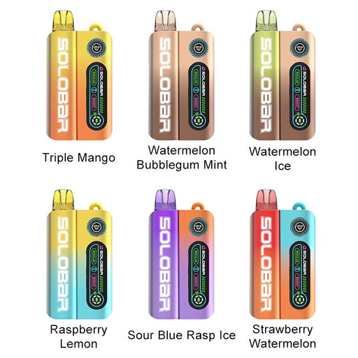 Solobar Mate 35K disposable vape with detachable 900mAh battery and pre-filled 24ml e-juice at MistVapor Online Vape Shop.