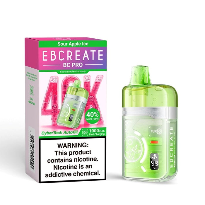 Smooth nicotine hits with EBCREATE BC Pro 40K 50mg disposable vape.