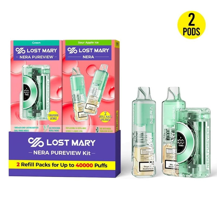 Lost Mary Nera Pureview 40K disposable vape compatible with Lost Mary Nera 15K pre-filled pods