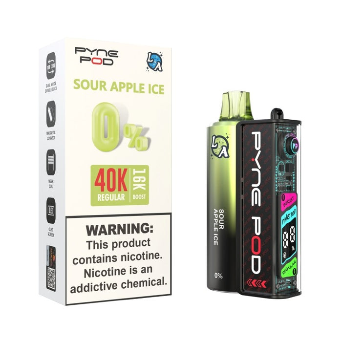 Pyne Pod L&A 40K nicotine free vape featuring mesh coil and smooth draw activation