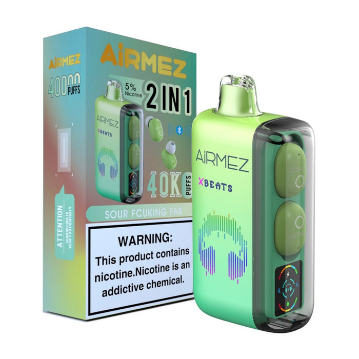 Banana Taffy Freeze flavor of AiRMEZ Xbeats 40K with 5% nicotine strength