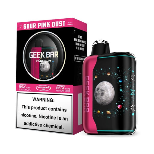 Geek Bar Pulse X 25K Platinum Edition disposable vape featuring unique Starleap UI and 25,000 puffs, perfect for long-lasting enjoyment.