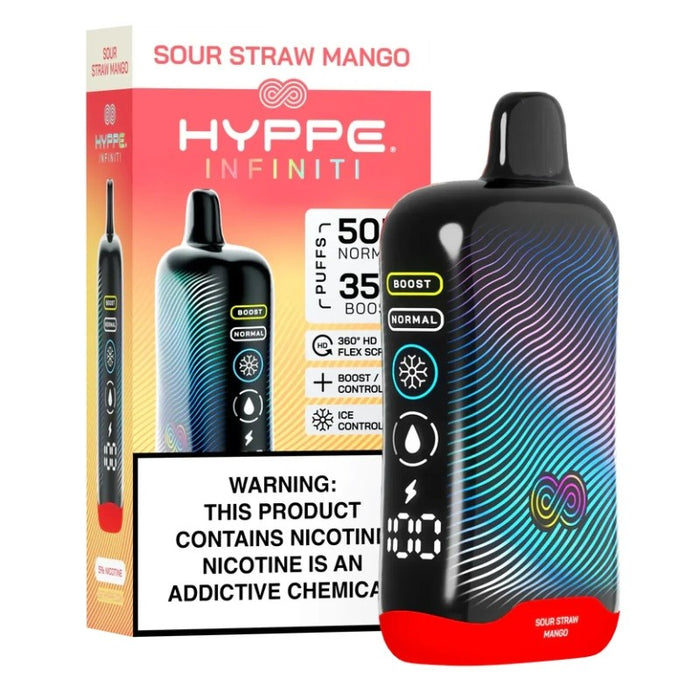 Hyppe Infiniti 50K vape device with ice control for adjustable cooling effect.