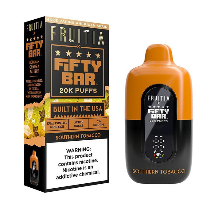 Dual parallel mesh coil in Fruitia X Fifty Bar 20K disposable vape ensures enhanced flavor and rich vapor production.