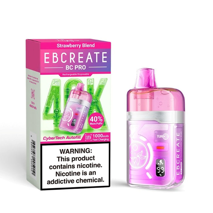 Transparent pod design of the EBCREATE BC Pro 40K showing e-juice level clearly.