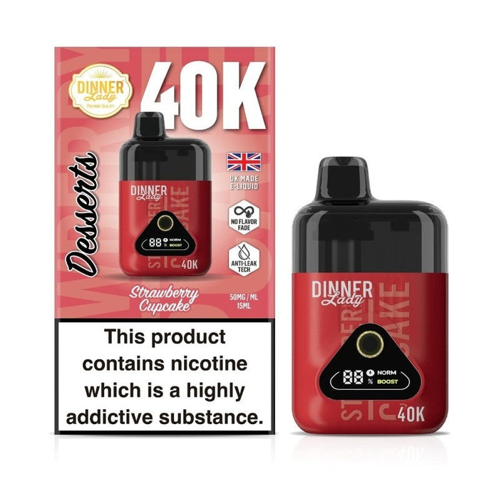 USB Type-C rechargeable Dinner Lady Desserts 40K vape with smooth hits and rich dessert clouds.