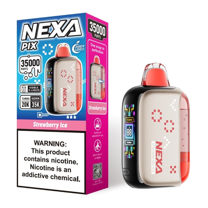 NEXA PIX disposable vape highlighting dual mesh coils and smooth vapor production