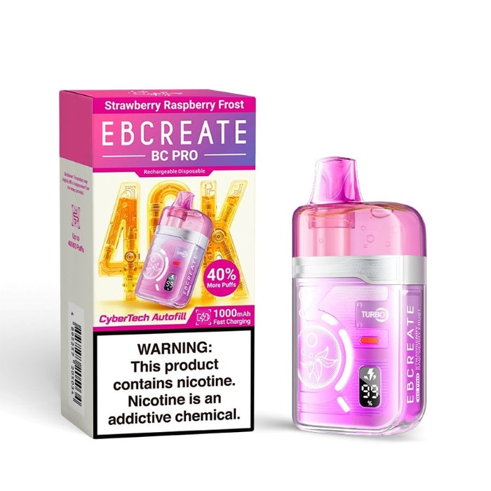 EBCREATE BC Pro 40K 5% nicotine disposable vape with MTL and RDL airflow control.