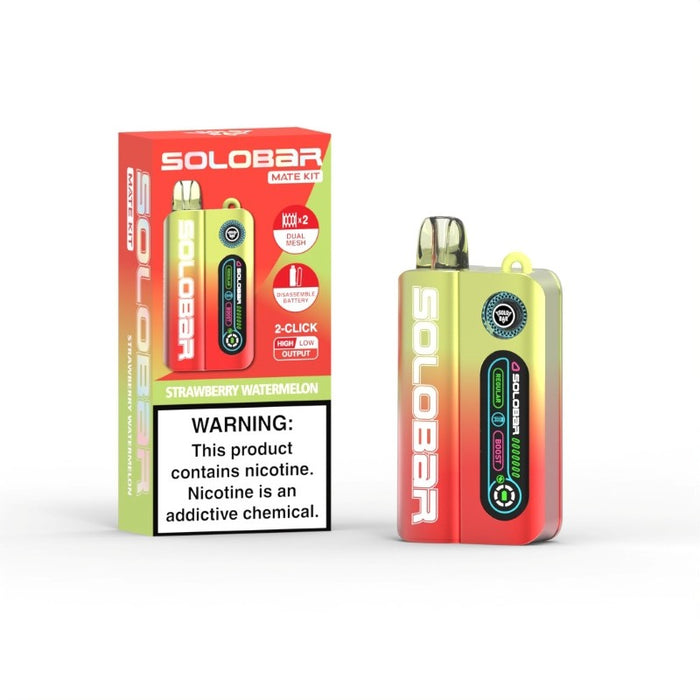 Solobar Mate 35K disposable vape with dual mesh coils and dual output modes for enhanced flavor and clouds.