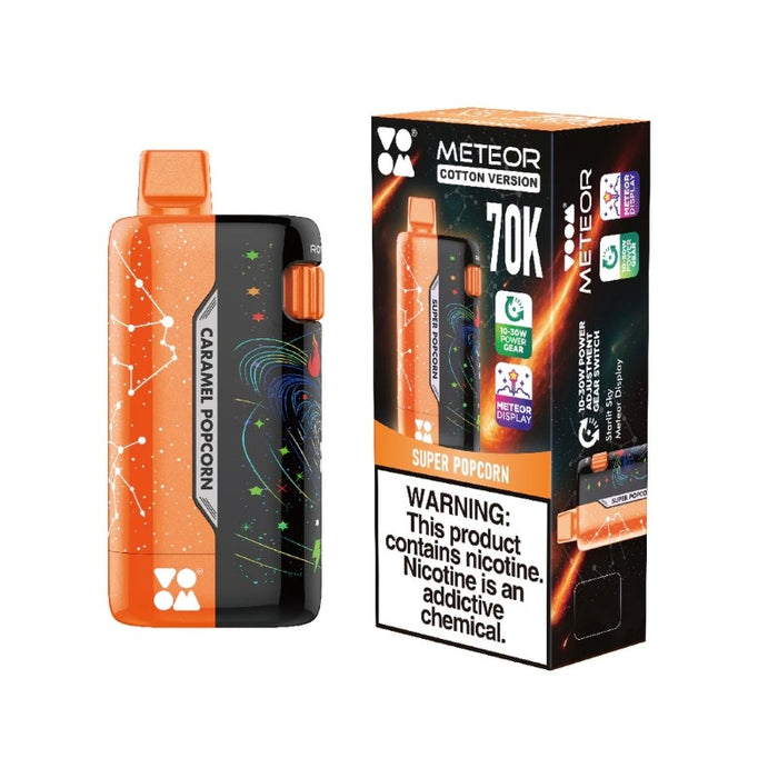 VOOM Meteor 70K disposable vape featuring a powerful 1000mAh rechargeable battery