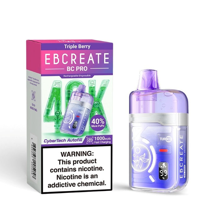 USB-C fast charging system in the EBCREATE BC Pro 40K rechargeable vape.