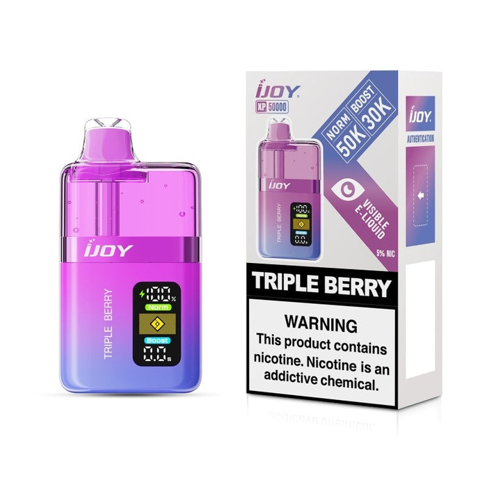 iJOY XP50000 disposable vape delivering rich clouds and intense flavor with dual mesh coils