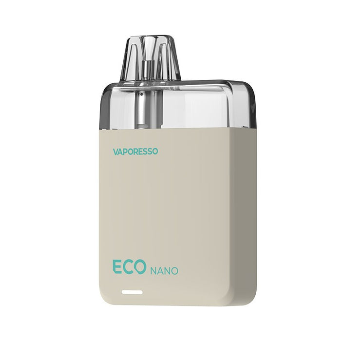 Compact Vaporesso ECO Nano Pod Kit in hand ivory white.