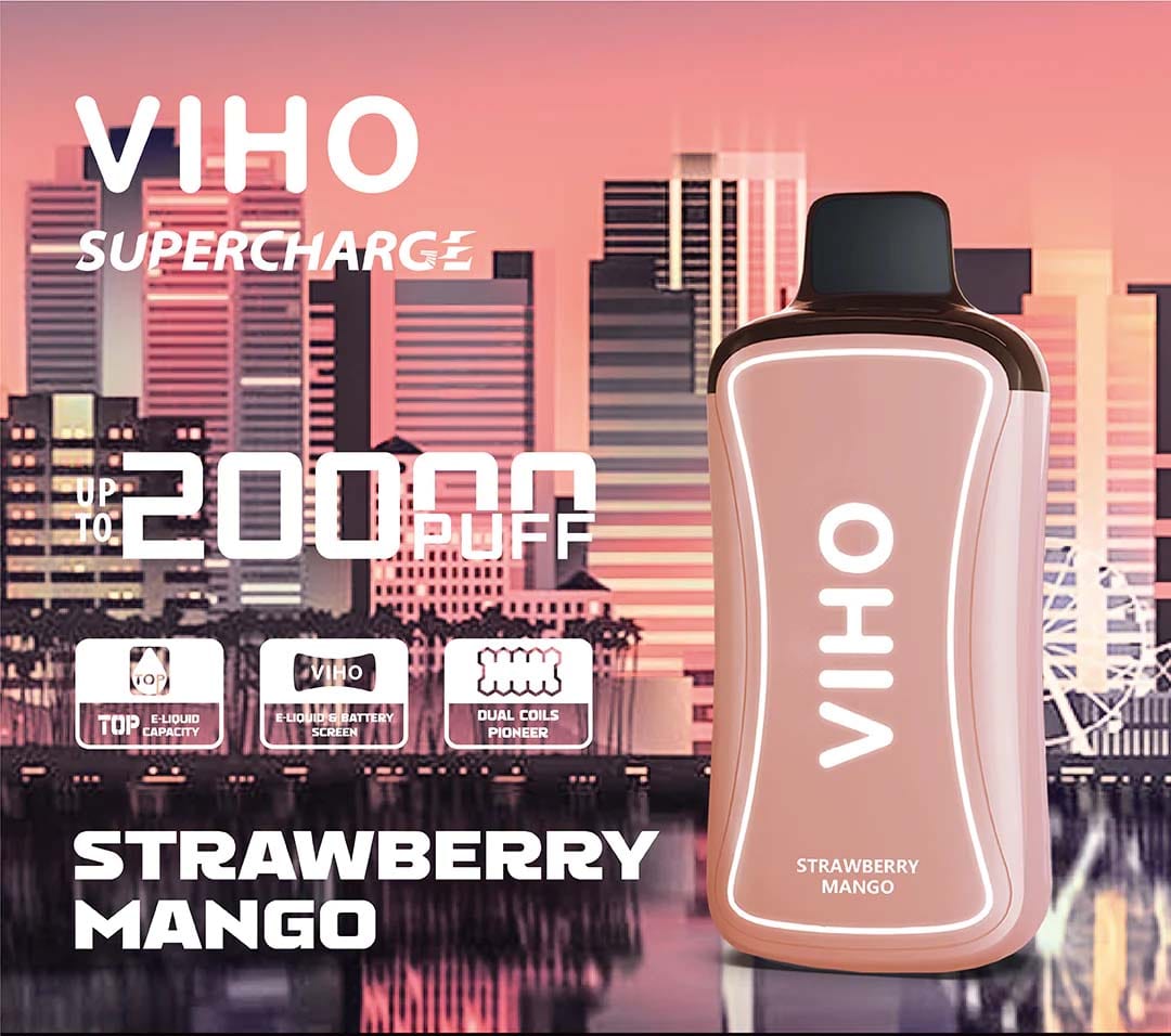 Screen light on VIHO Supercharge 20000 indicating low e-liquid