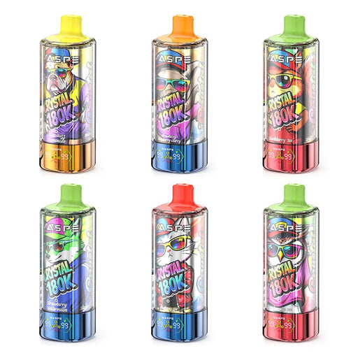 WASPE Crystal 8-in-1 180K Disposable Vape with 8 flavor combinations and 68ml e-juice at MistVapor Online Vape Shop.