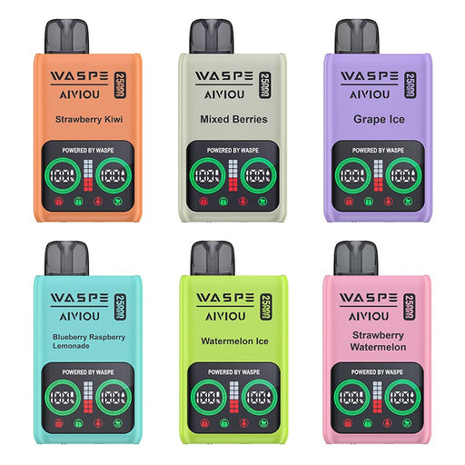 WASPE 25000 Disposable Vape showcasing sleek design and digital display.