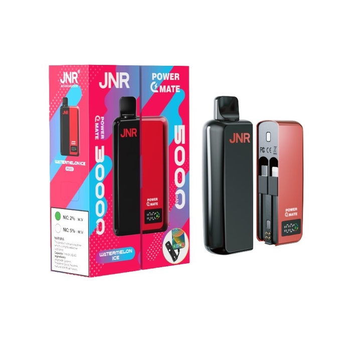 JNR PowerMate 30K rechargeable disposable vape with 19ml e-liquid and 5% nicotine