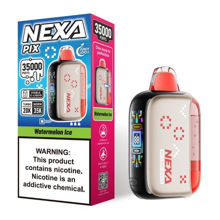 NEXA PIX 35,000 puffs disposable vape with vibrant color display and ergonomic design