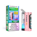 Portable hookah vape with LED display showing battery, e-juice levels, and vaping timer.