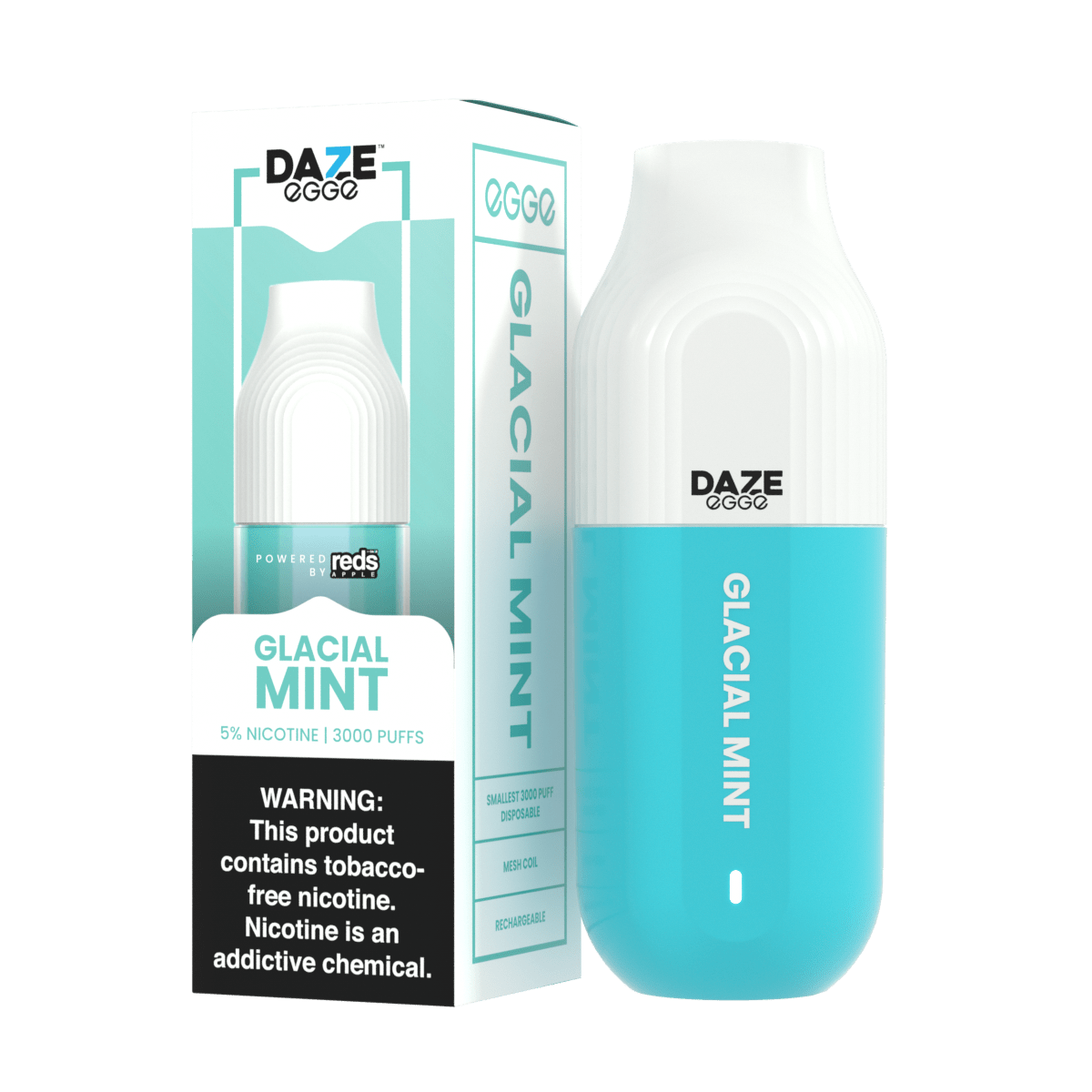7 Daze Egge Disposable Vape Rechargeable (5%, 3000 Puffs)-Disposable Vape-mysite-Glacial Mint-MISTVAPOR